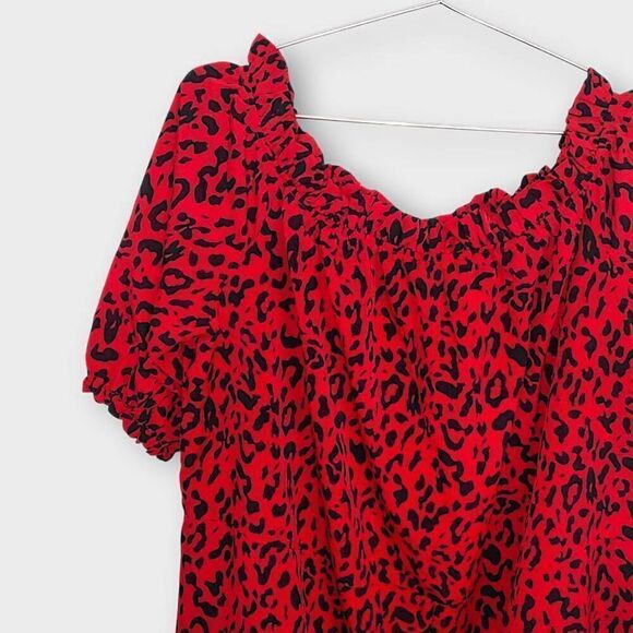 Pink Blush‎ Womens Dress Sz 2X Red Leopard Chiffon Maxi Cottagecore Whimsicore - Picture 6 of 10